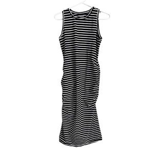 Old Navy Maternity Dress Medium Black White Stripe Preppy Neutral Nautical Med